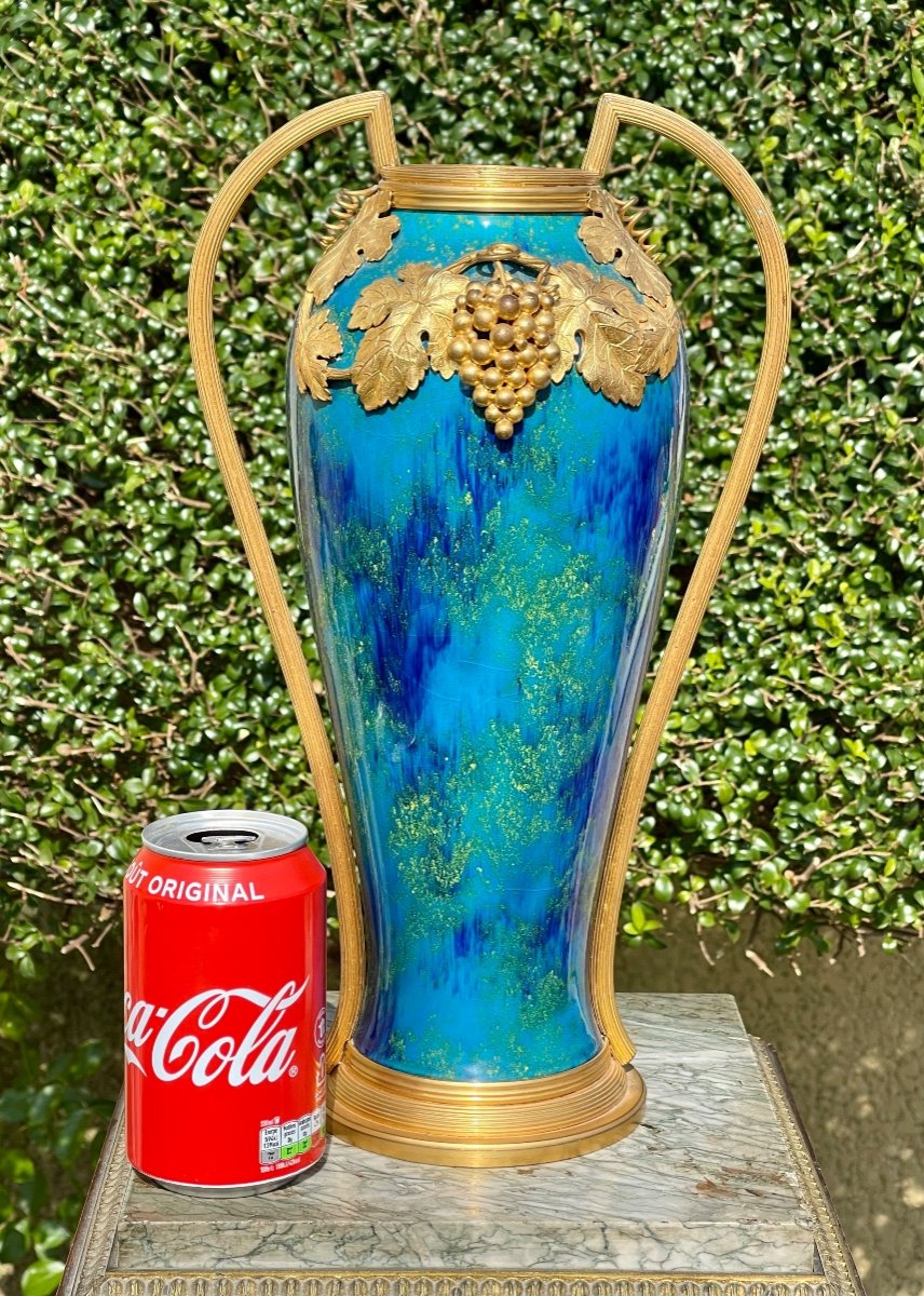 Attri. Paul Milet - Vase en Porcelaine de Sèvres & Bronze-photo-6