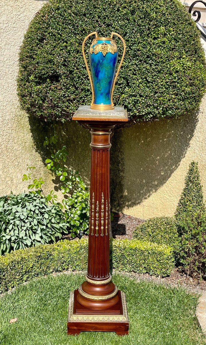Attri. Paul Milet - Vase en Porcelaine de Sèvres & Bronze-photo-7
