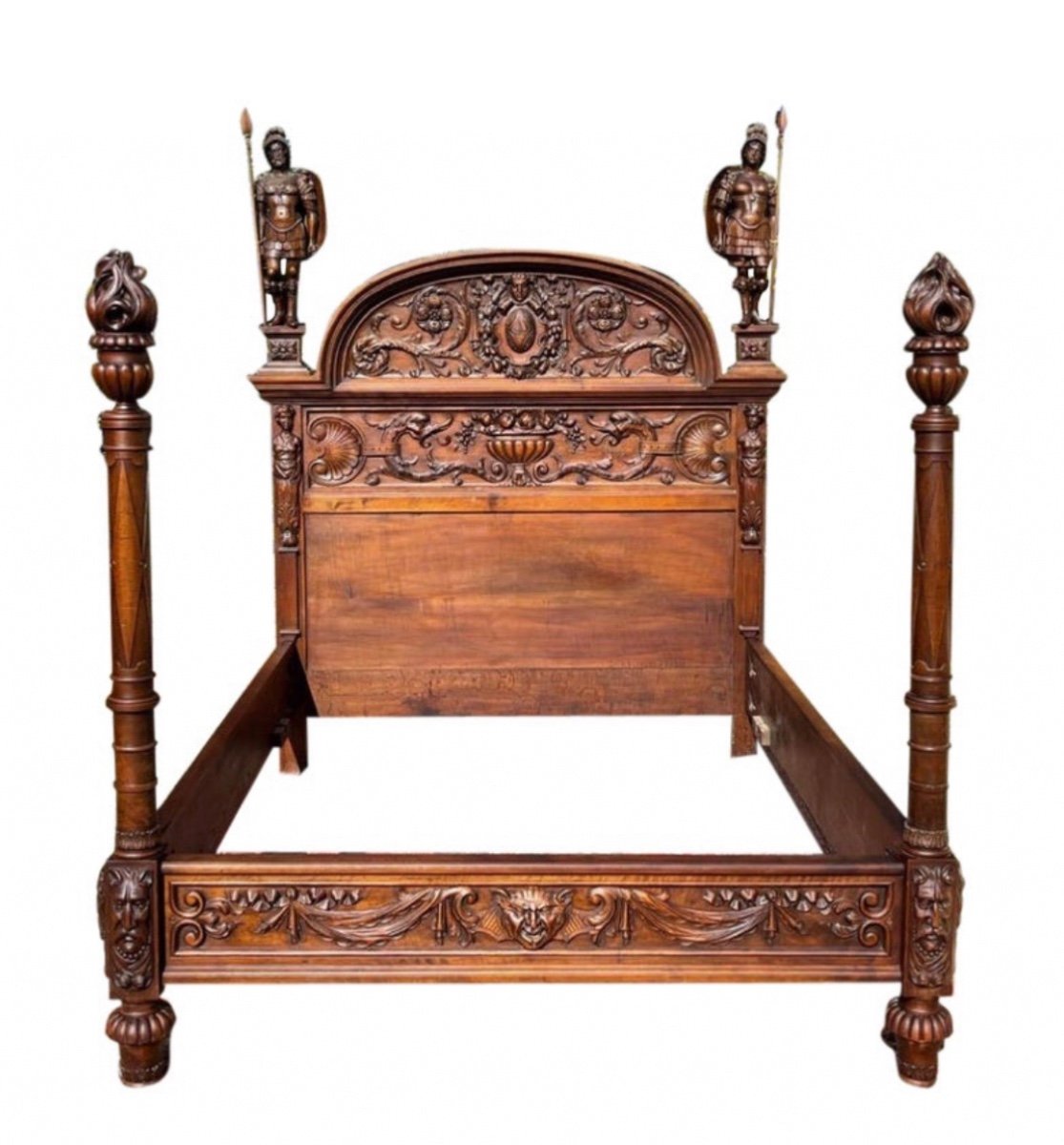 Exceptional Renaissance Style Carved Walnut Bed