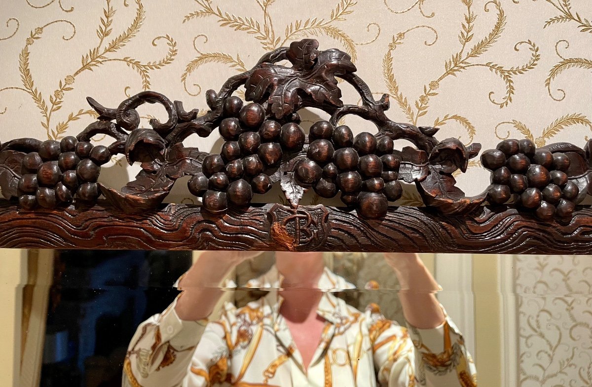 Carved Mirror With Bunches Of Grapes-photo-3