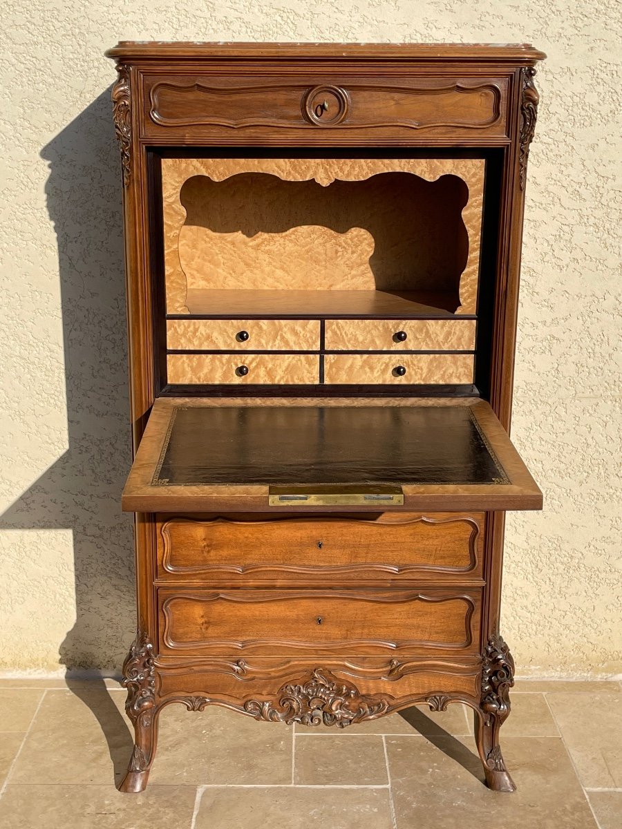 Secretary Louis XV In Walnut-photo-4