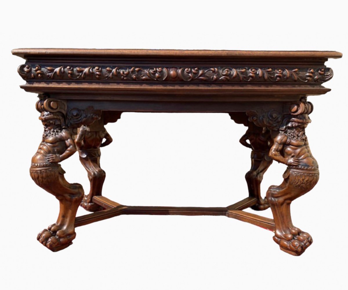 Renaissance Style Carved Walnut Center Table-photo-4