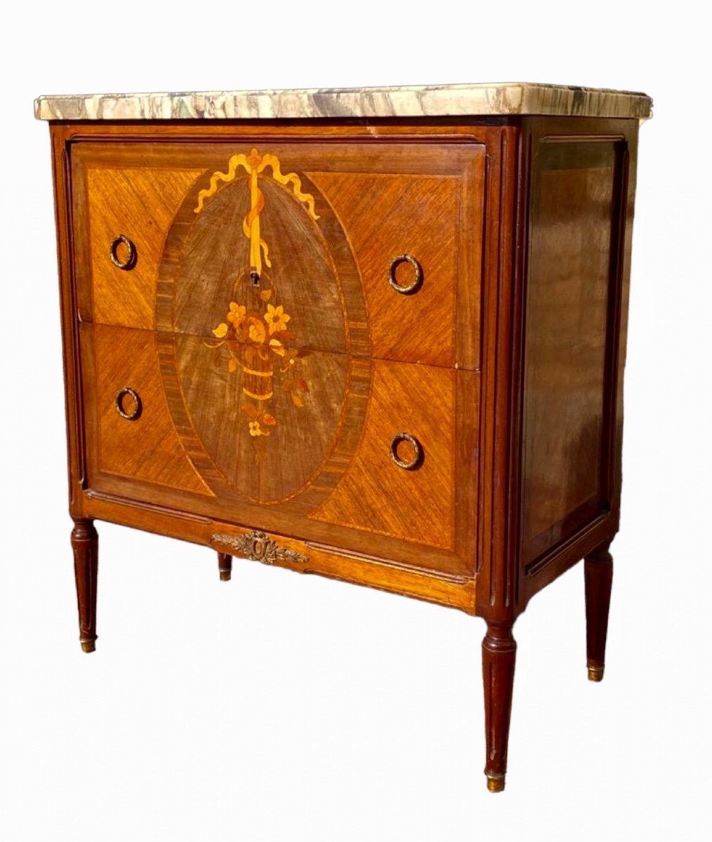 Louis XVI Style Marquetry Commode-photo-2