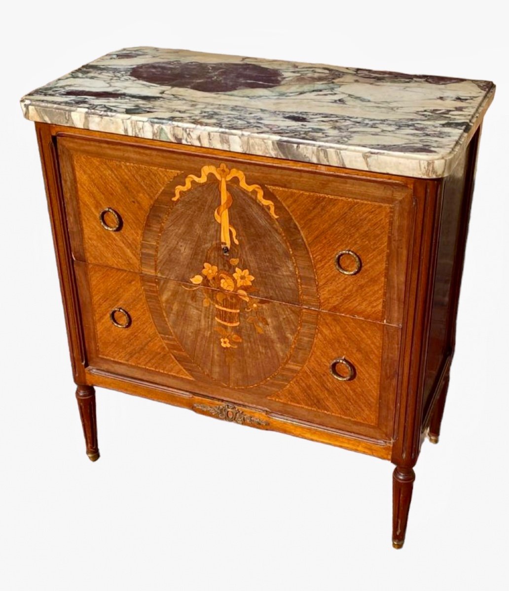 Louis XVI Style Marquetry Commode-photo-3