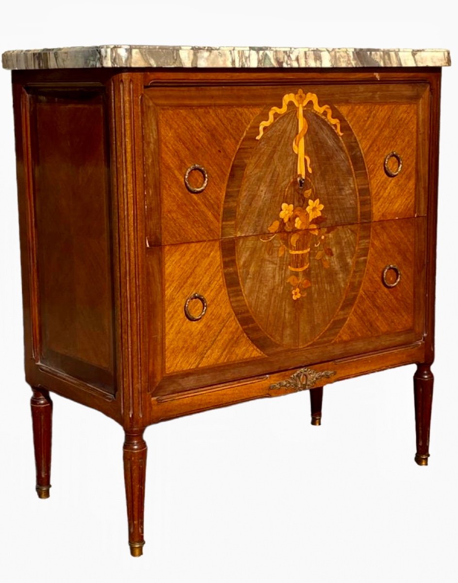 Louis XVI Style Marquetry Commode-photo-6