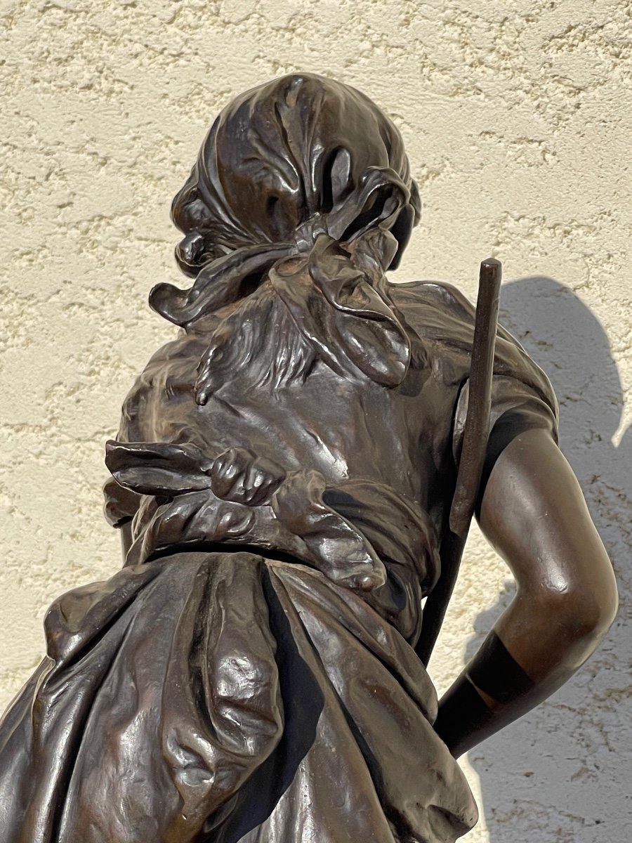 Bronze Signed Hippolyte Moreau, The Shell Fisherwoman.-photo-6