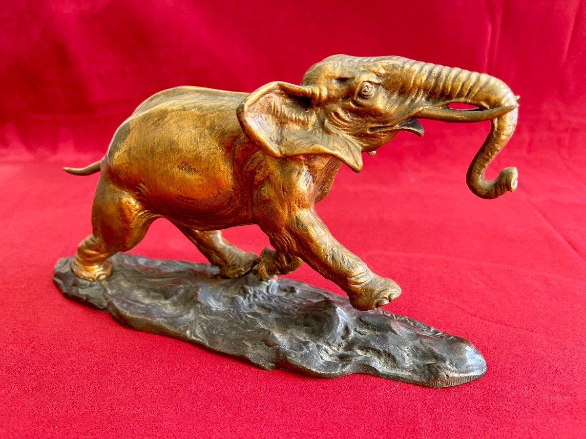 Ernest Louis ADNIN - Éléphanteau  en Bronze en train de courir