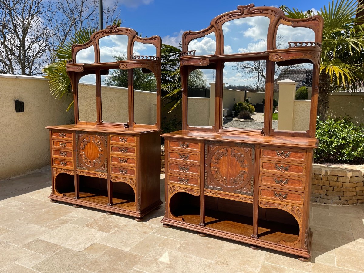  Paire de Buffets Art Nouveau en Acajou -photo-2