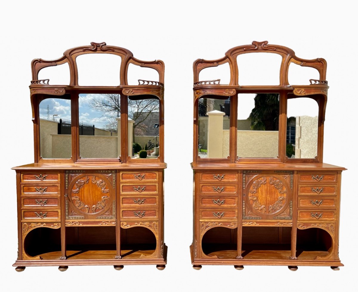  Paire de Buffets Art Nouveau en Acajou 