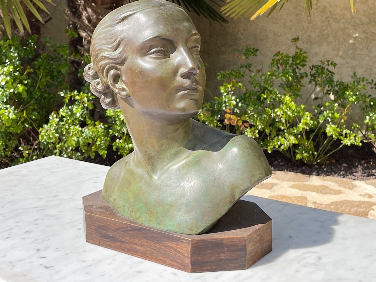 Lucien ALLIOT - Buste de Femme Art Déco en Bronze -photo-5