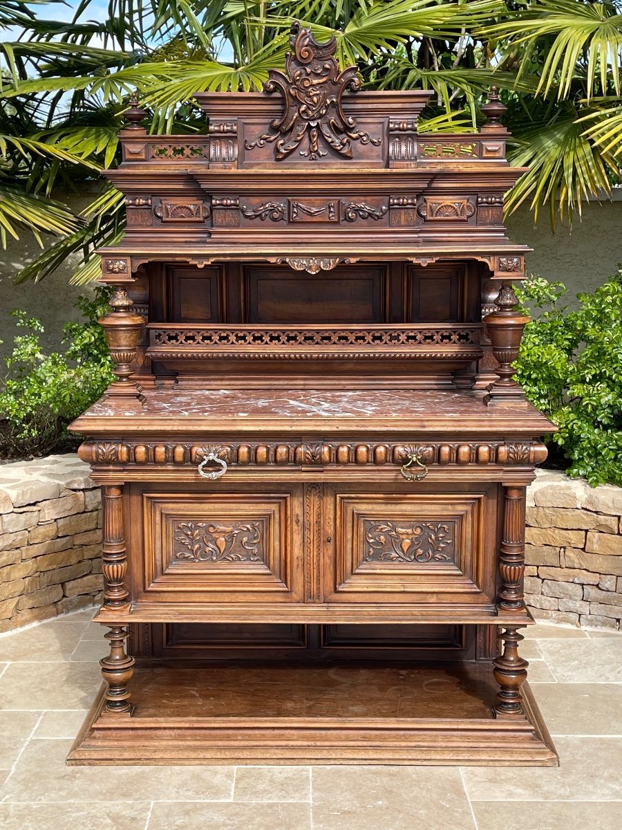 Renaissance Style Carved Walnut Buffet / Sideboard-photo-3