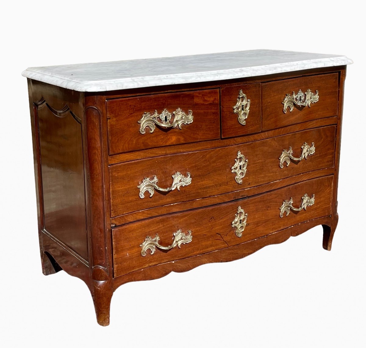 18th Century - Louis XV Commode In Mahogany Signed Pierre Roussel-photo-3