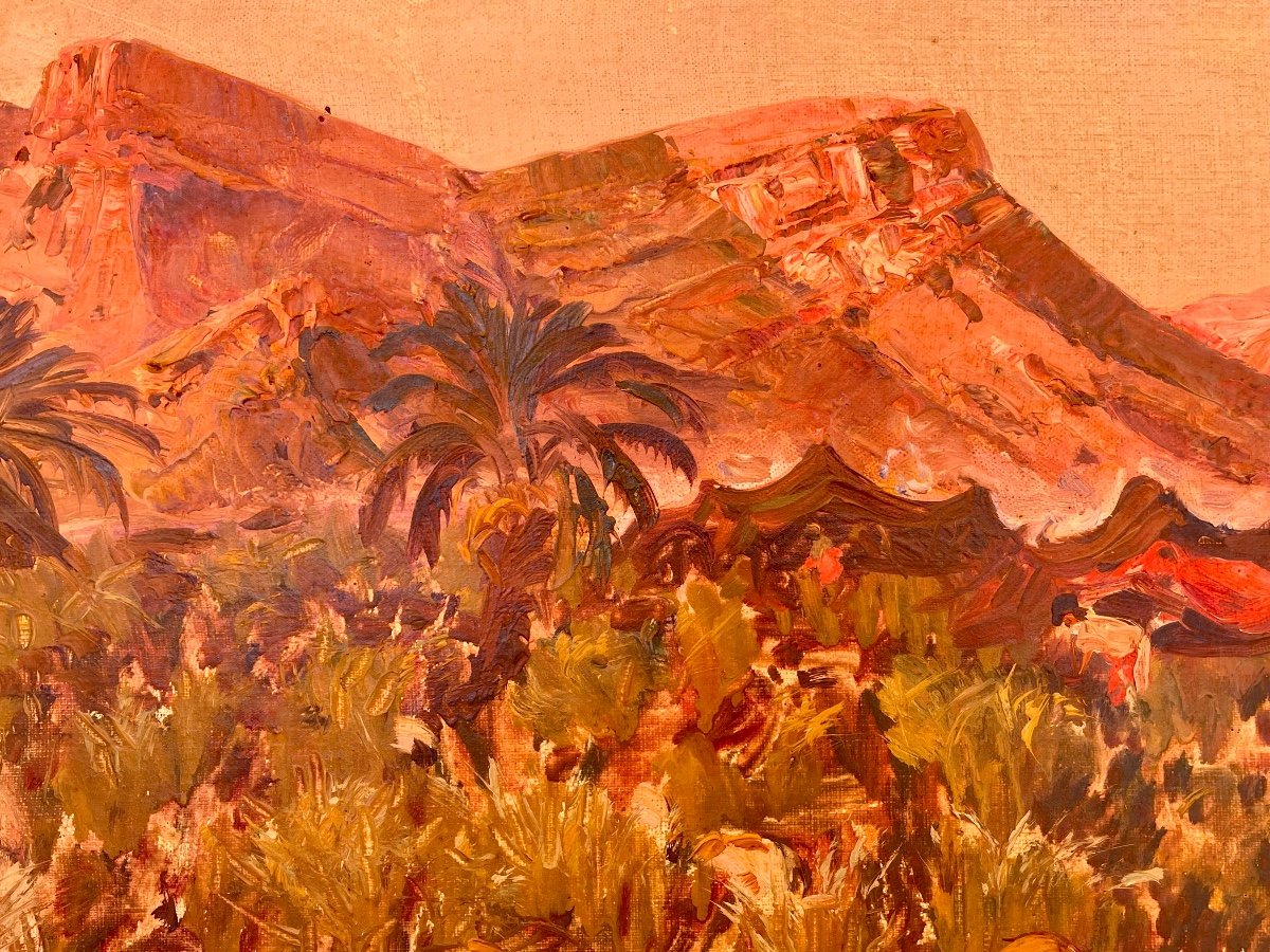 Maxime Noiré - Oil On Canvas, Oasis In Algeria-photo-4