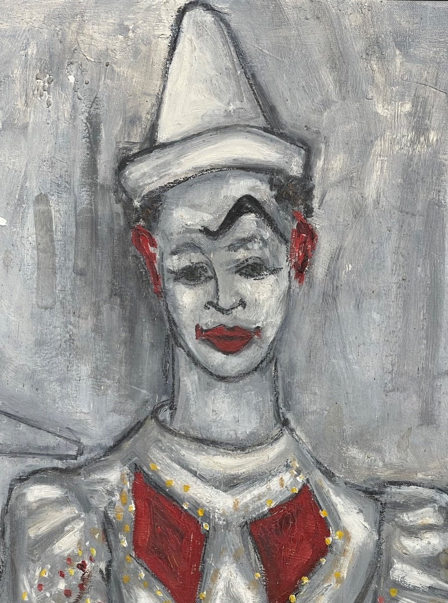 Jacques Cherix - The Little Clown, Oil On Canvas-photo-3