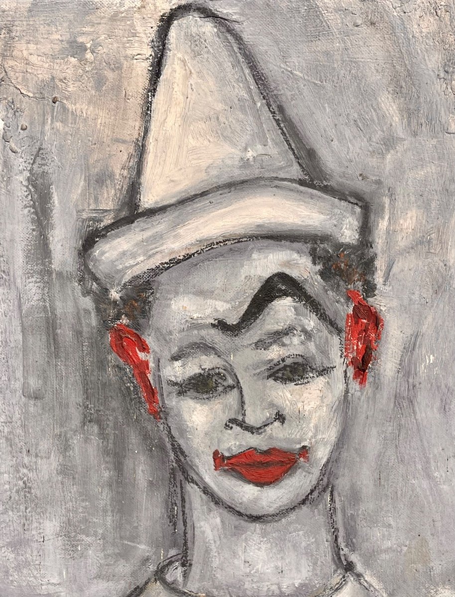 Jacques Cherix - The Little Clown, Oil On Canvas-photo-4