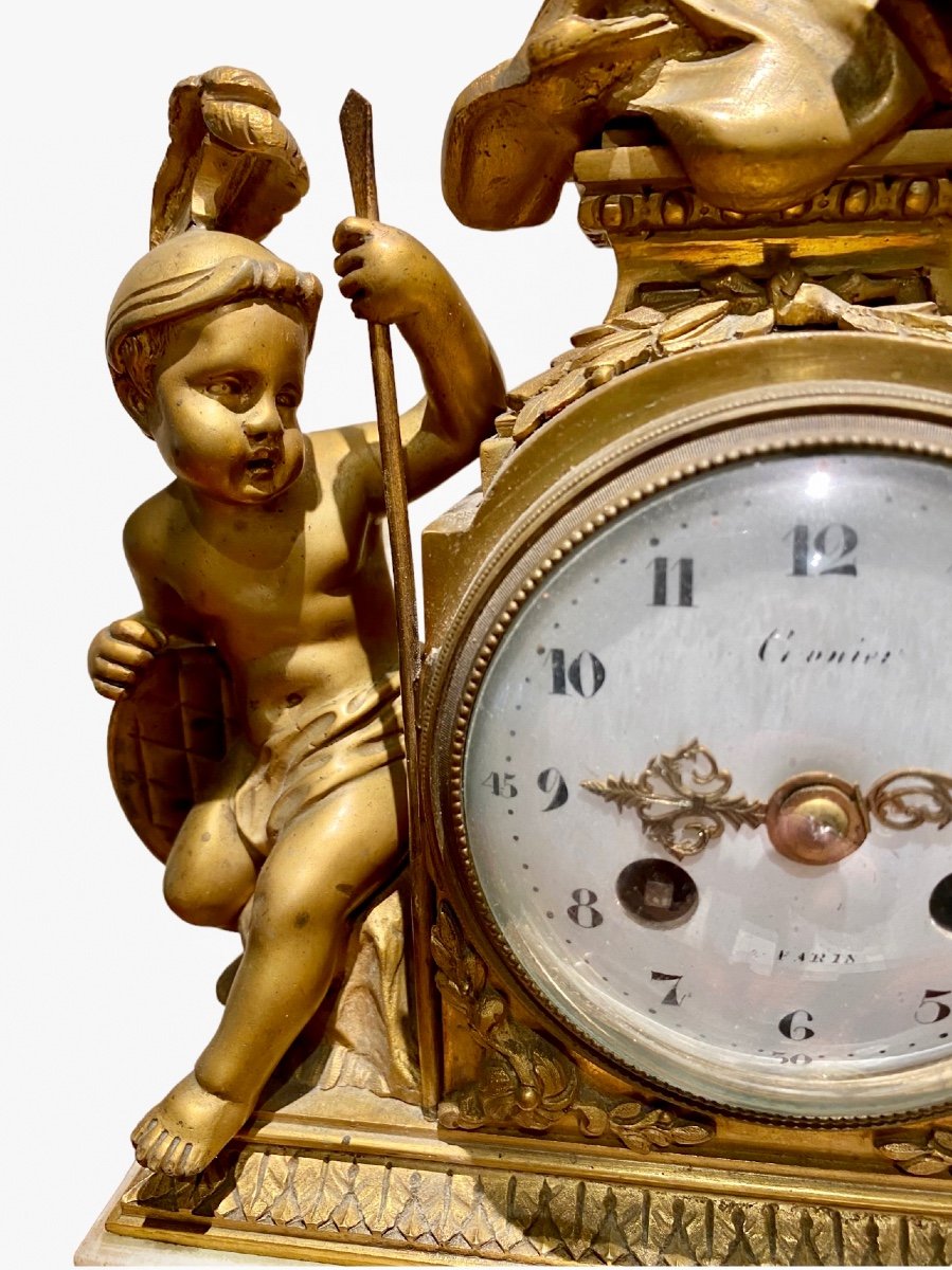 Athena & Cupid - Pendulum In Bronze And Marble-photo-4