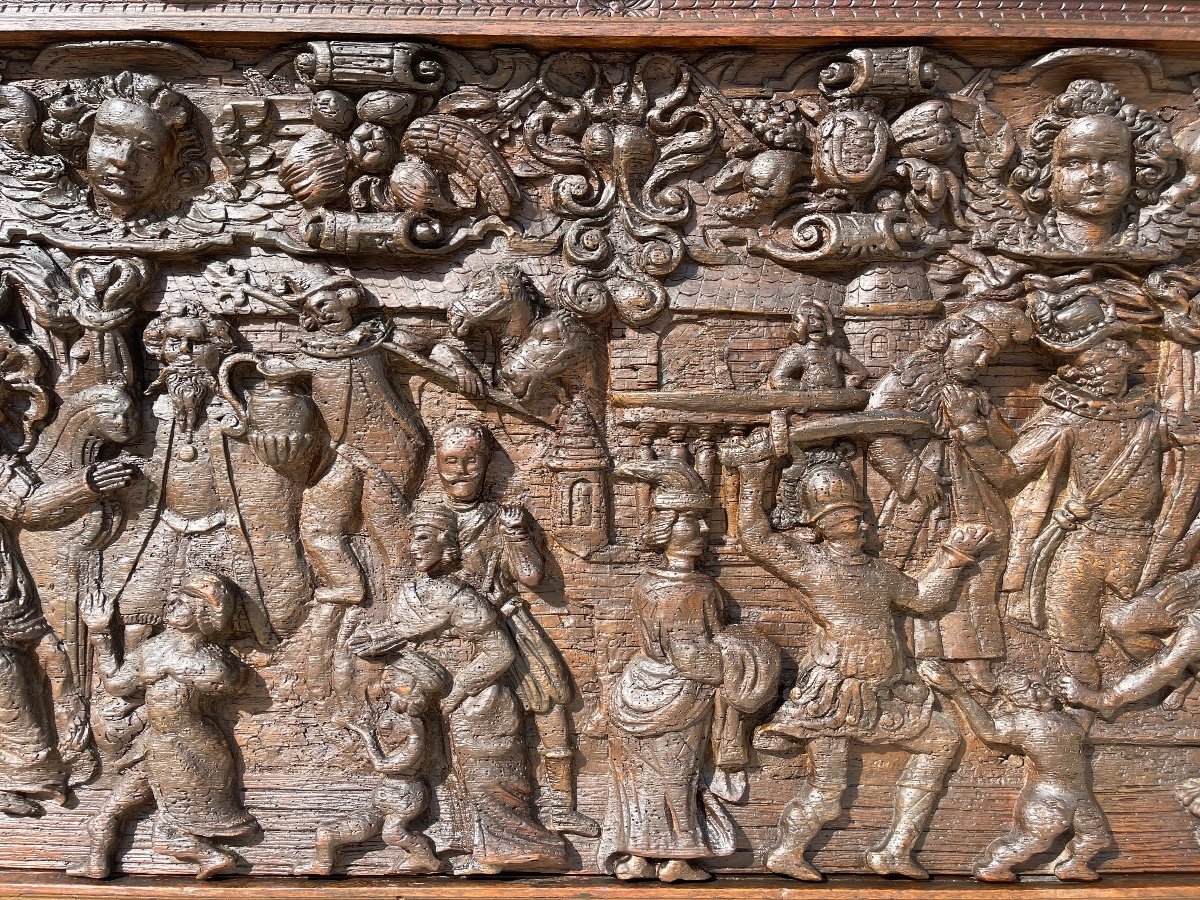 XVIe Siècle - Bas Relief en Chêne Sculpté -photo-3