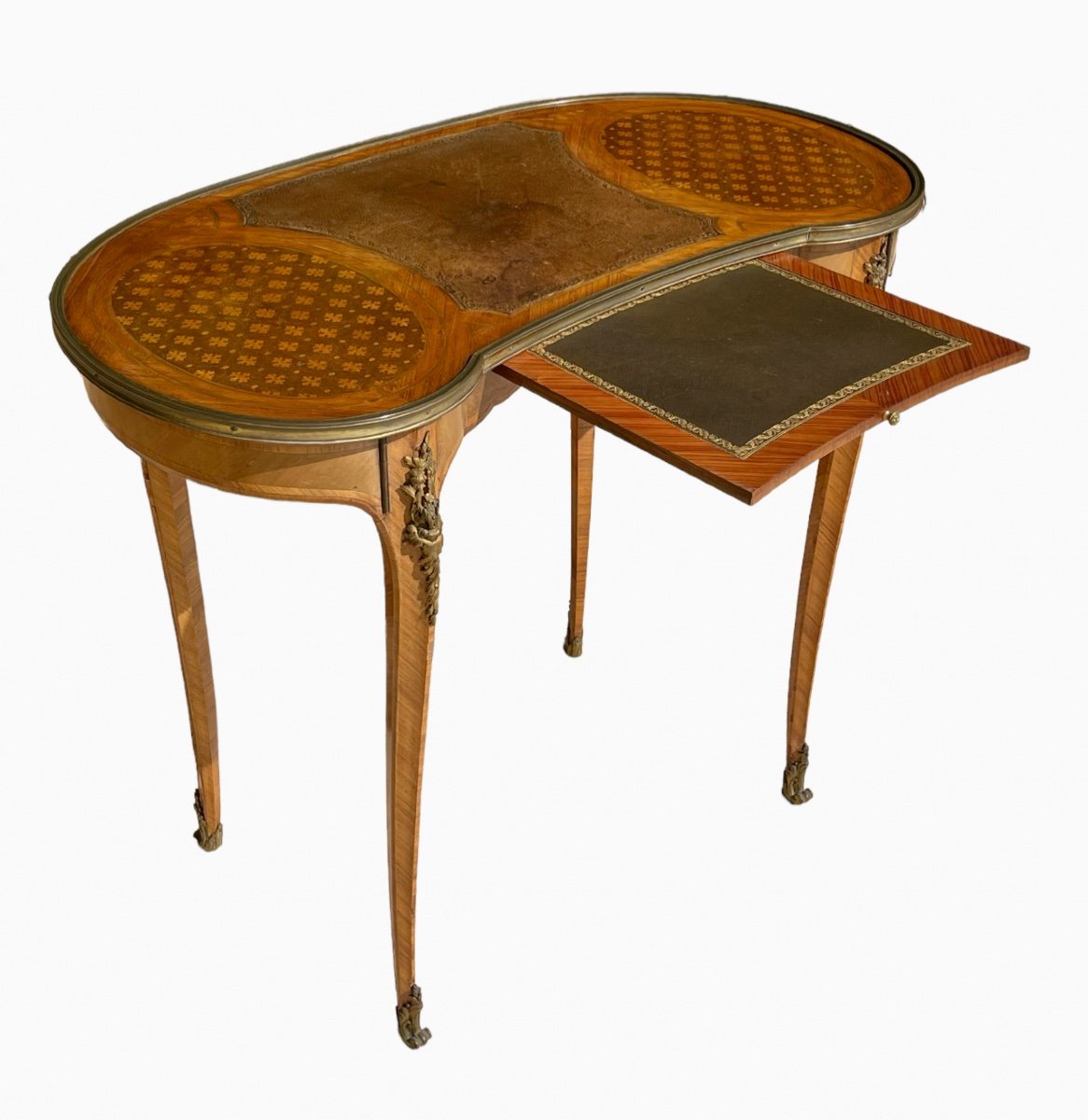 Table Bureau en Marqueterie et Bronze Style Louis XV-photo-1