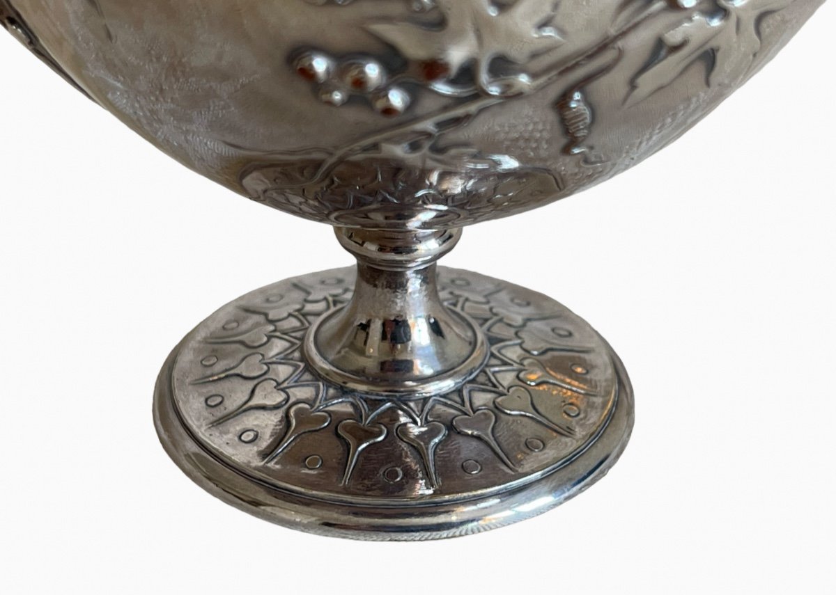 BARBEDIENNE & SEVIN - Coupe Canthare / Vase en Bronze Argenté -photo-4