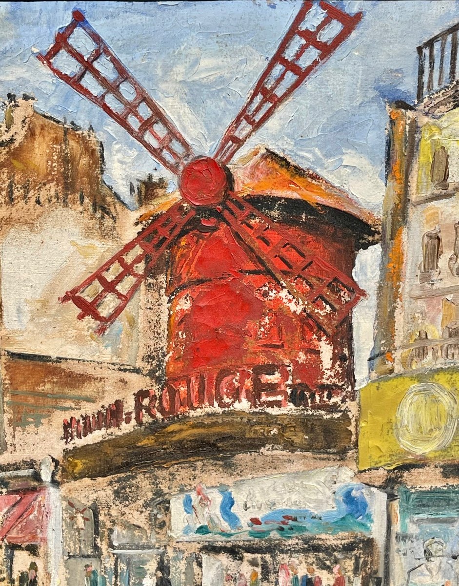 René DETIRE - Huile Sur Toile « le Moulin Rouge »-photo-3