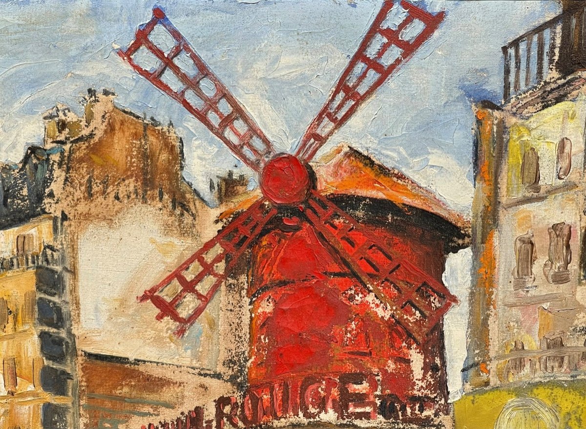 René DETIRE - Huile Sur Toile « le Moulin Rouge »-photo-1