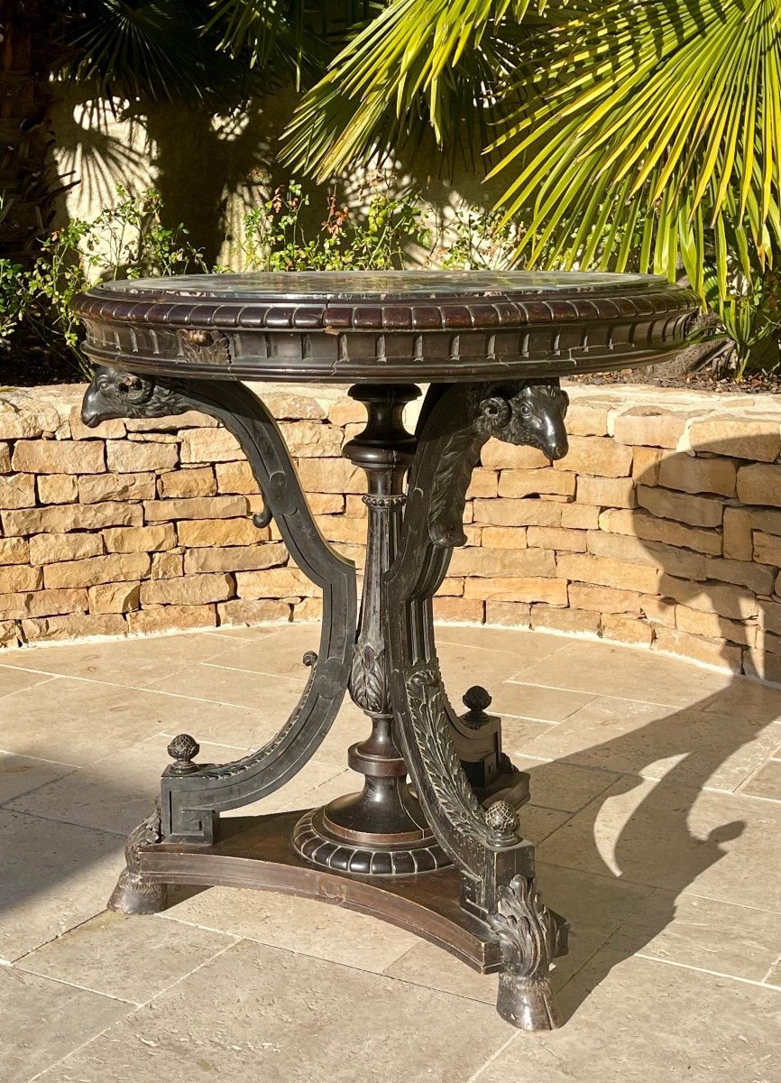 Pedestal Table With Marble Marquetry Top-photo-2