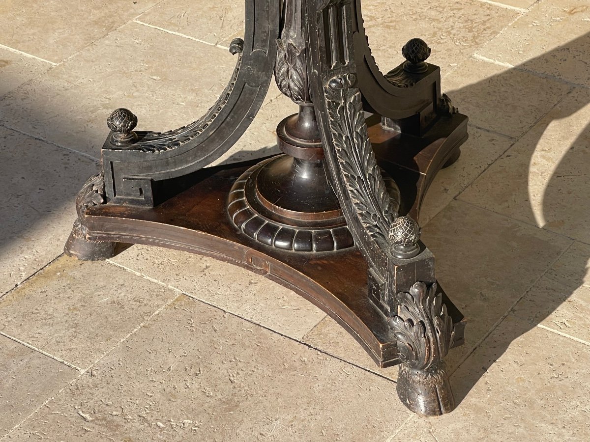 Pedestal Table With Marble Marquetry Top-photo-3