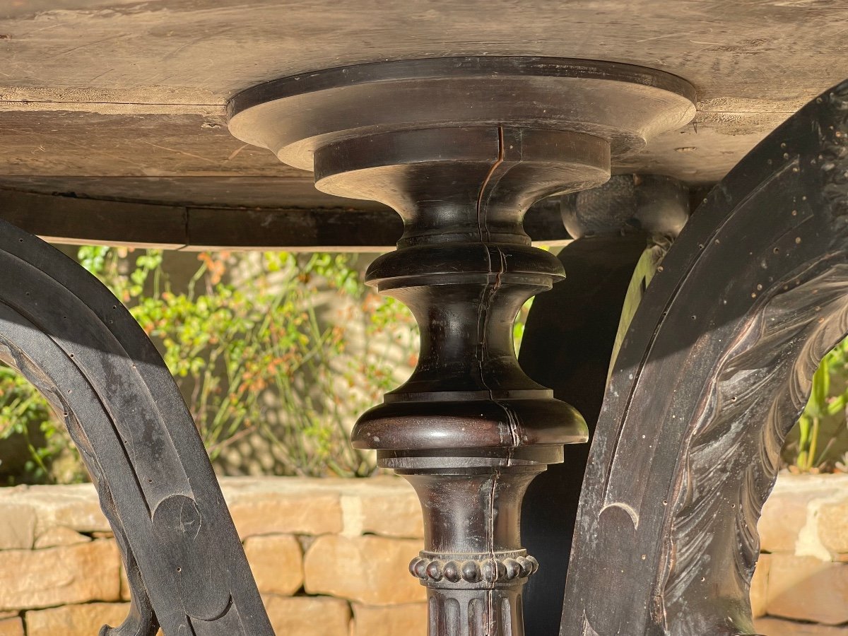 Pedestal Table With Marble Marquetry Top-photo-7