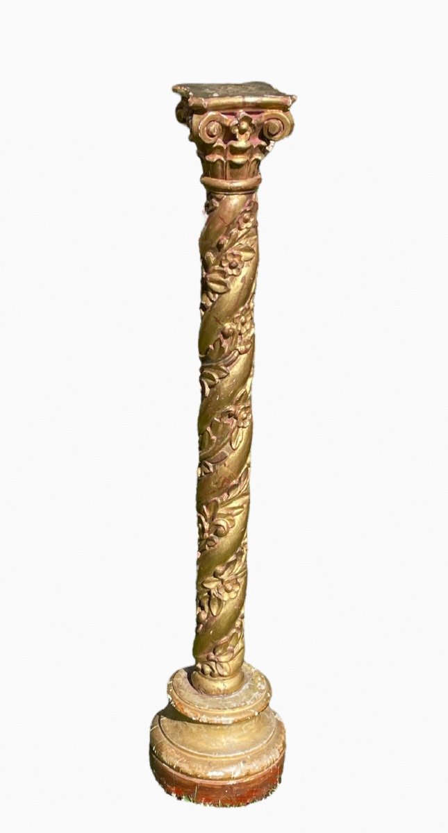 Twisted Column In Golden Wood