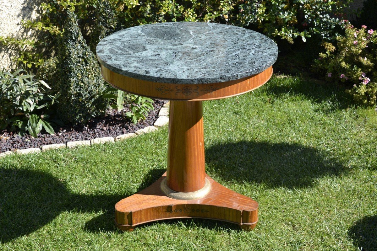 Charles X Marquetry Pedestal Table-photo-5