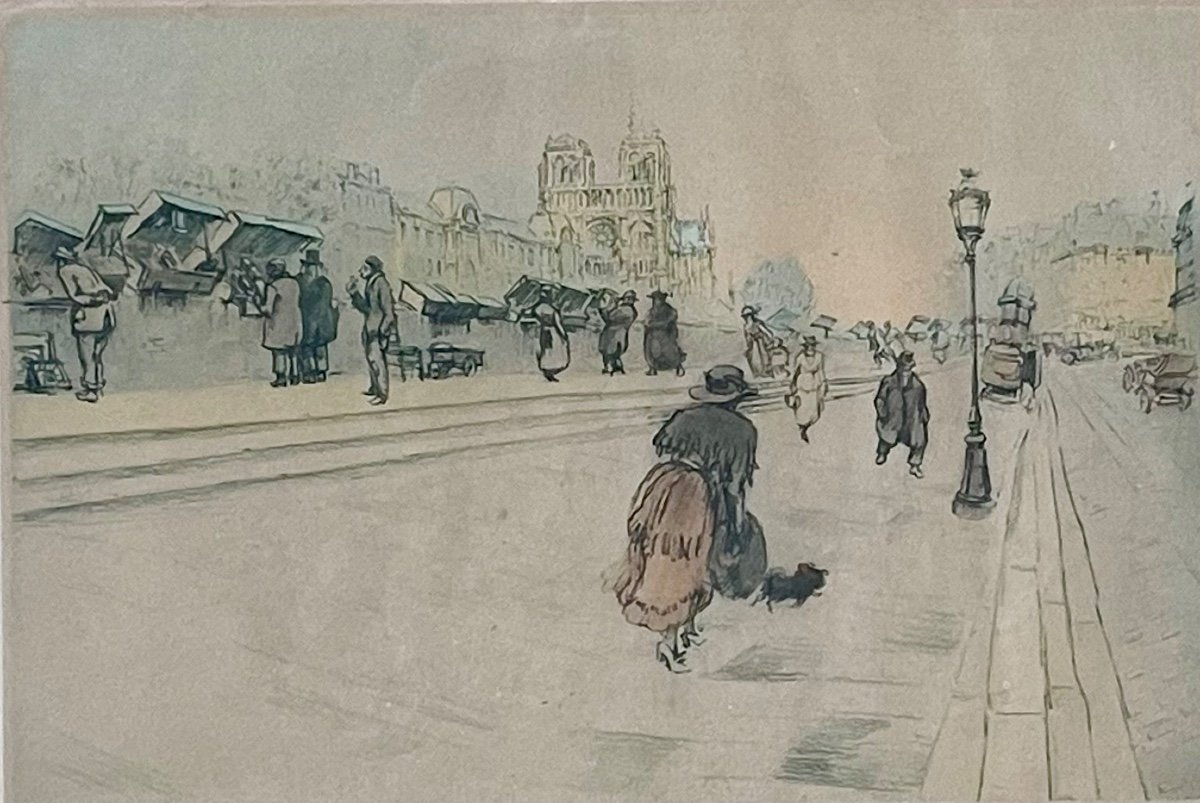 Eugène-louis Veder - Quai Des Grands Augustins In Paris-photo-2