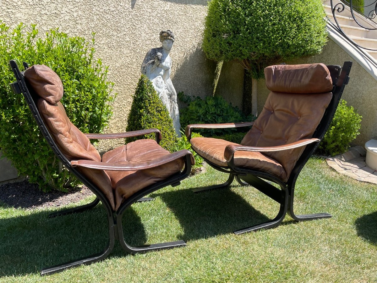 Ingmar Relling - 2 Siesta Armchairs And Footstools-photo-6