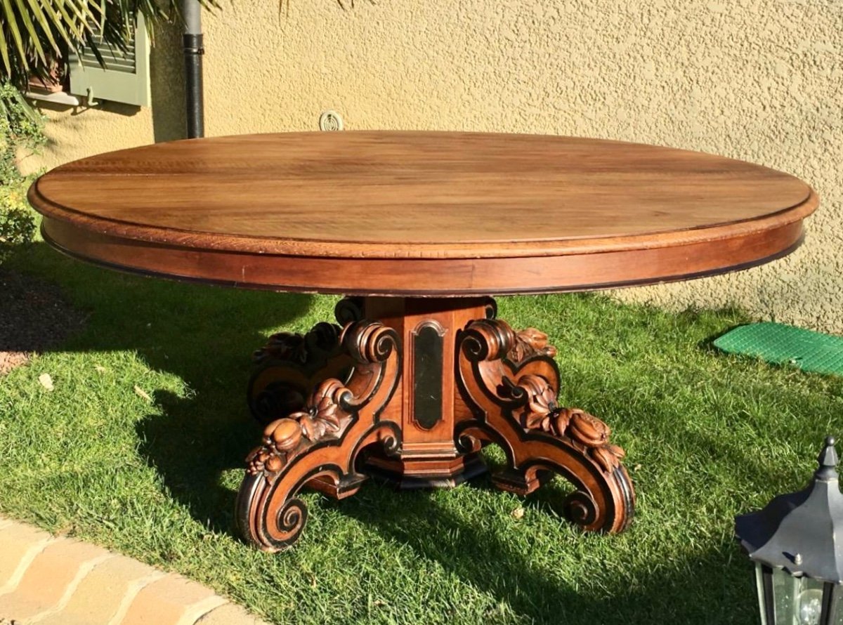 Walnut Pedestal Table / Dining Table-photo-2