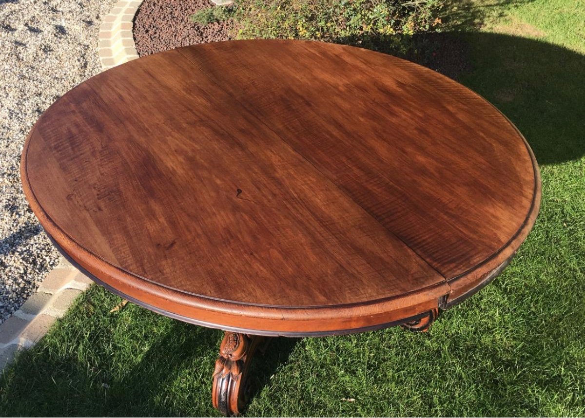 Walnut Pedestal Table / Dining Table-photo-5