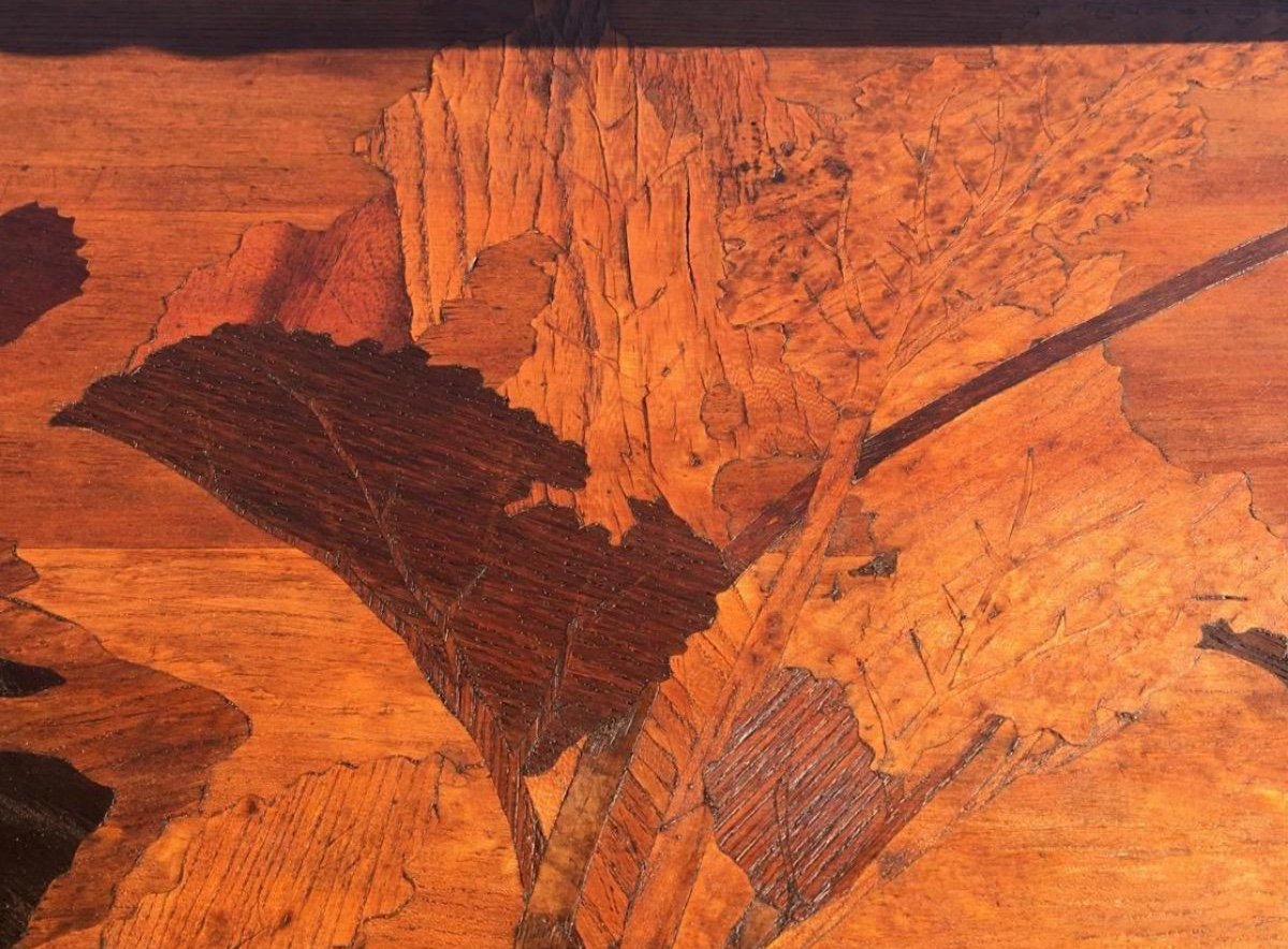 émile Gallé - Double Tray Tea Table In Marquetry-photo-3