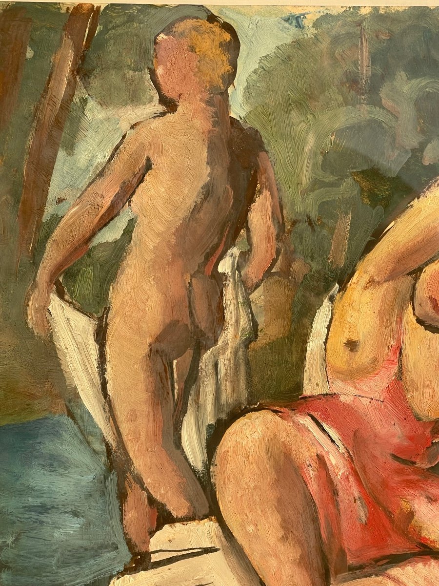 Charles WALCH - Bain dans la Rivière, Gouache-photo-1