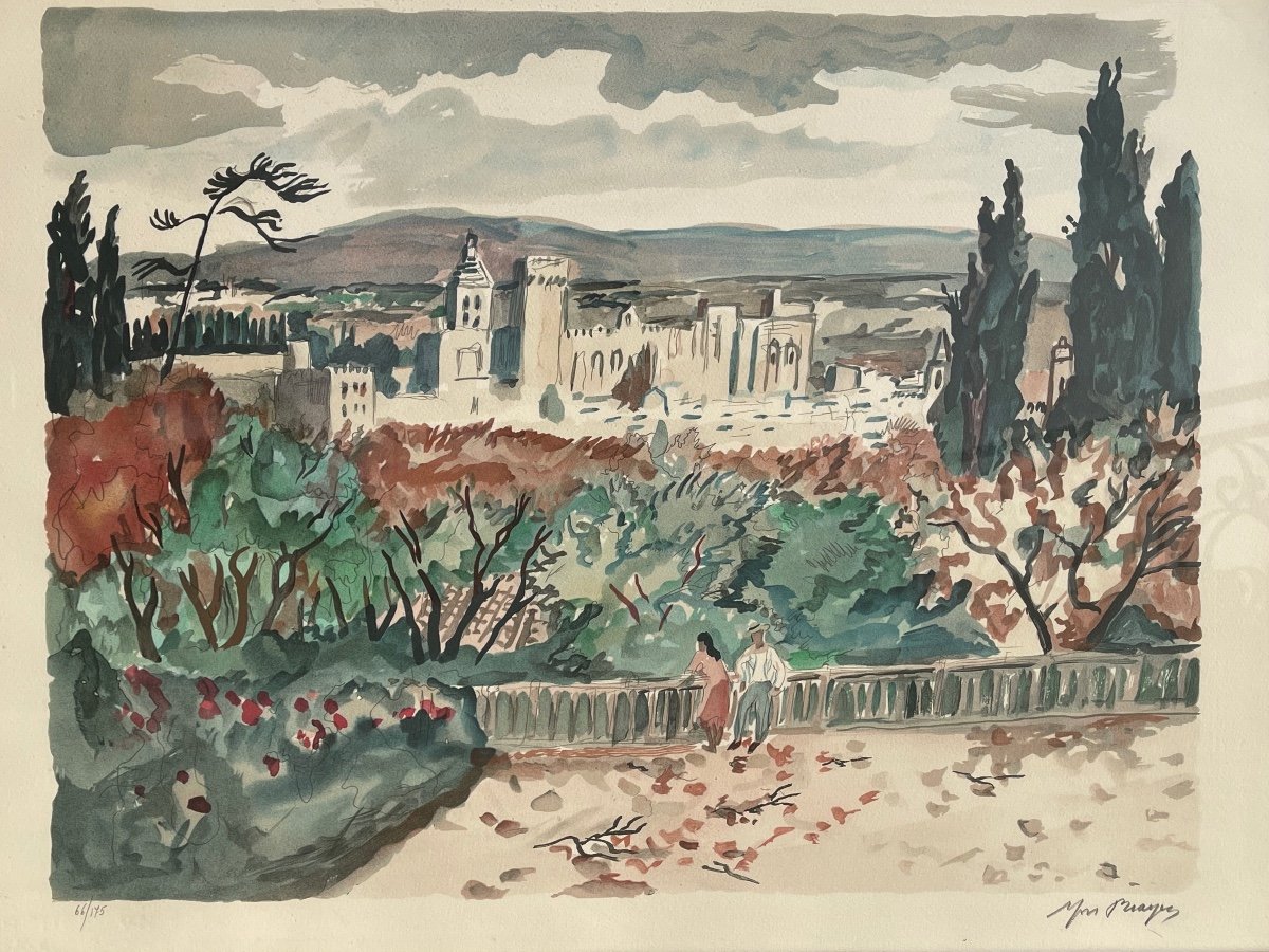 Yves Brayer - Lithograph, View Of Avignon 66/175-photo-2