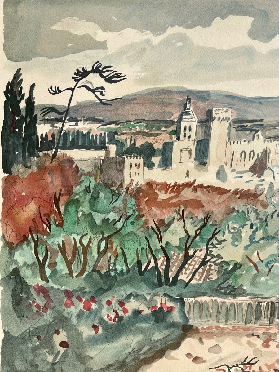 Yves Brayer - Lithograph, View Of Avignon 66/175-photo-2