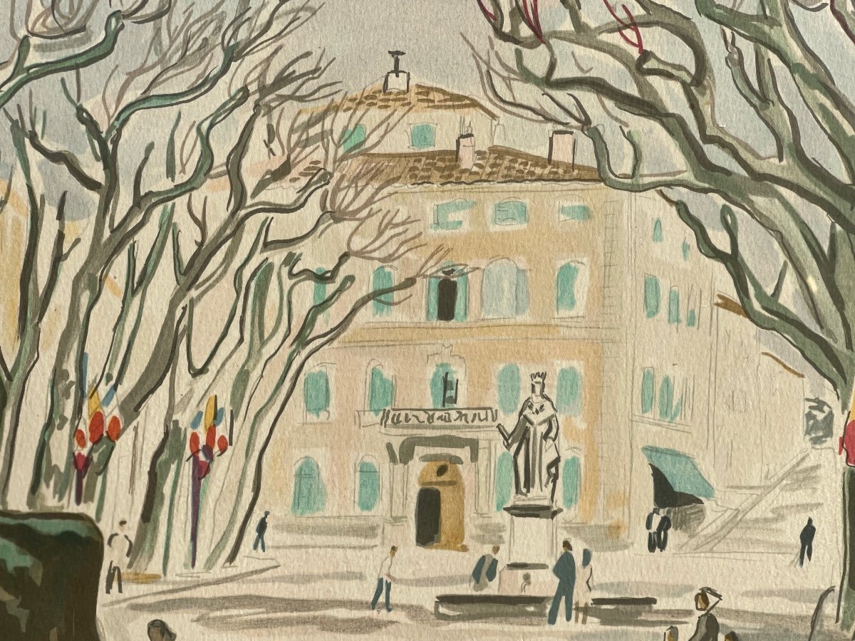 Yves Brayer - Lithograph, Cours Mirabeau In Aix-en-provence-photo-6