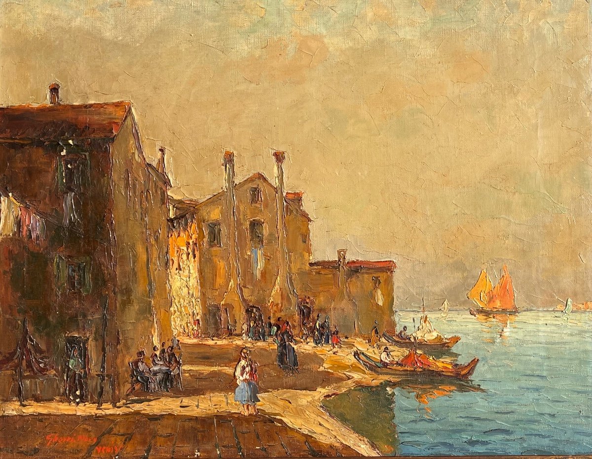 Bruno Gherri-moro - Venice, Oil On Canvas-photo-2