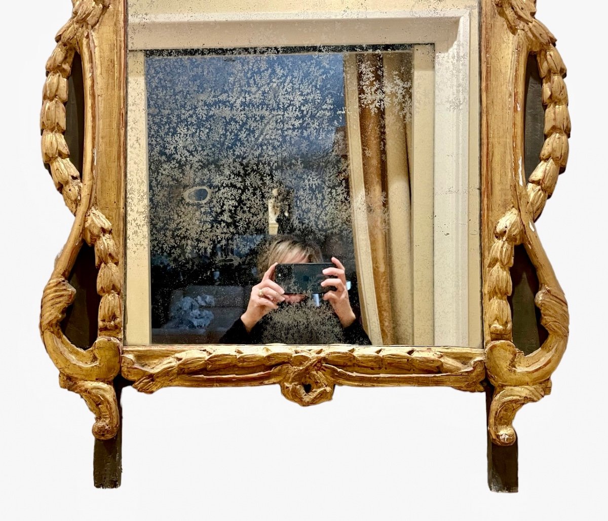 Miroir en Bois Doré Style Louis XIV-photo-3