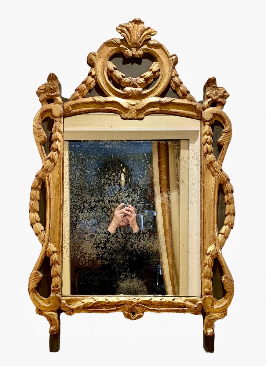 Miroir en Bois Doré Style Louis XIV