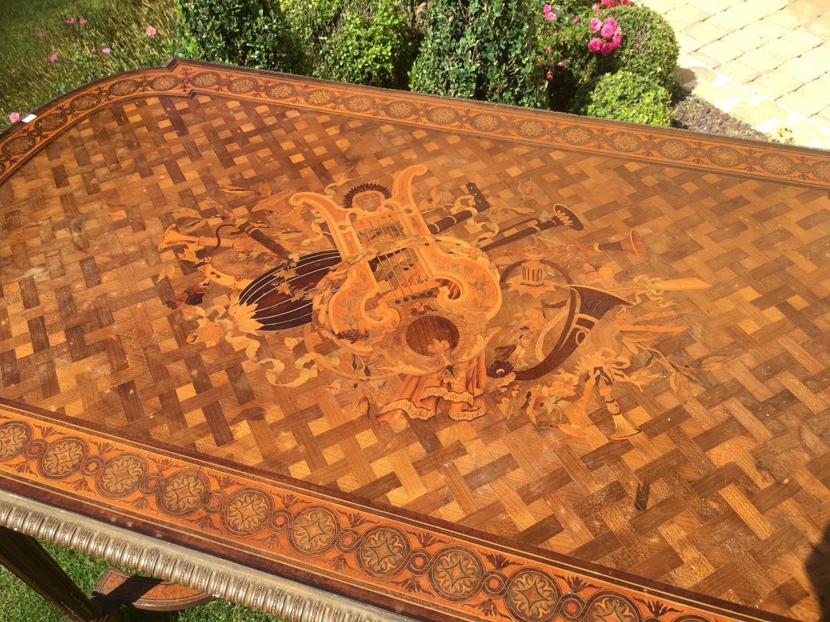 18th Century - Napoleon III Period Marquetry Table-photo-2