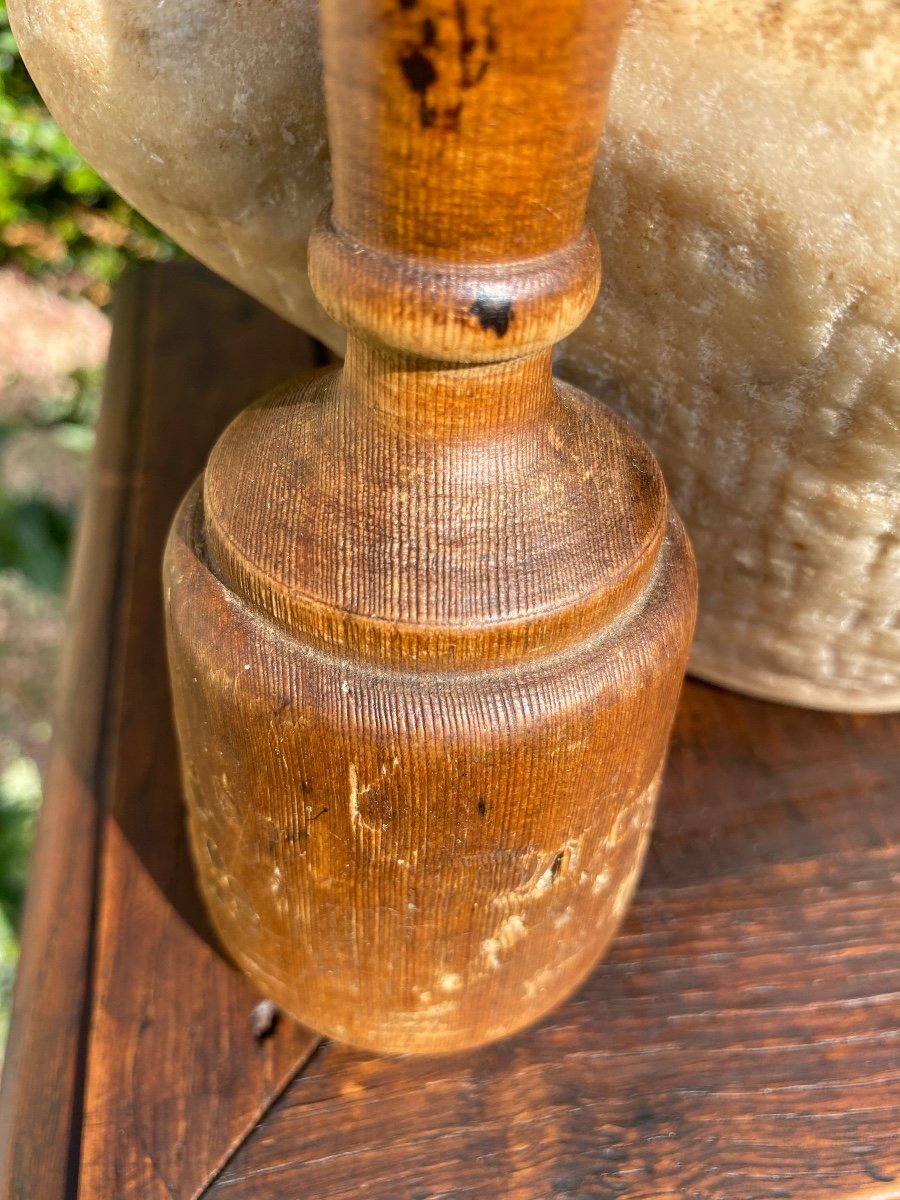 17th Century - Marble Mortar And Pestle-photo-5