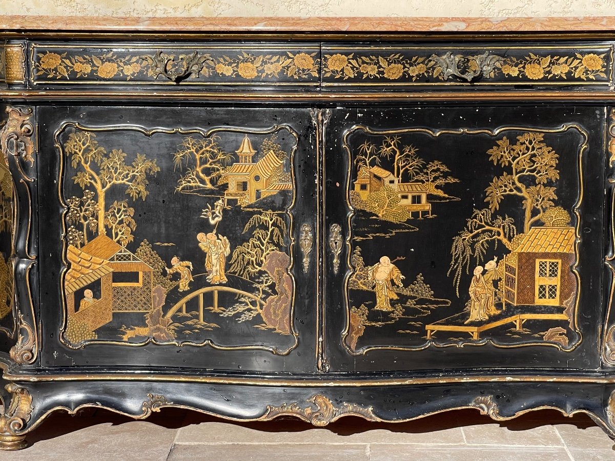 Buffet - Curved Sideboard In Chinese Lacquer-photo-3