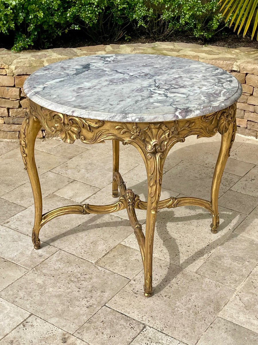 Table / Guéridon Bois doré Style Louis XV -photo-5