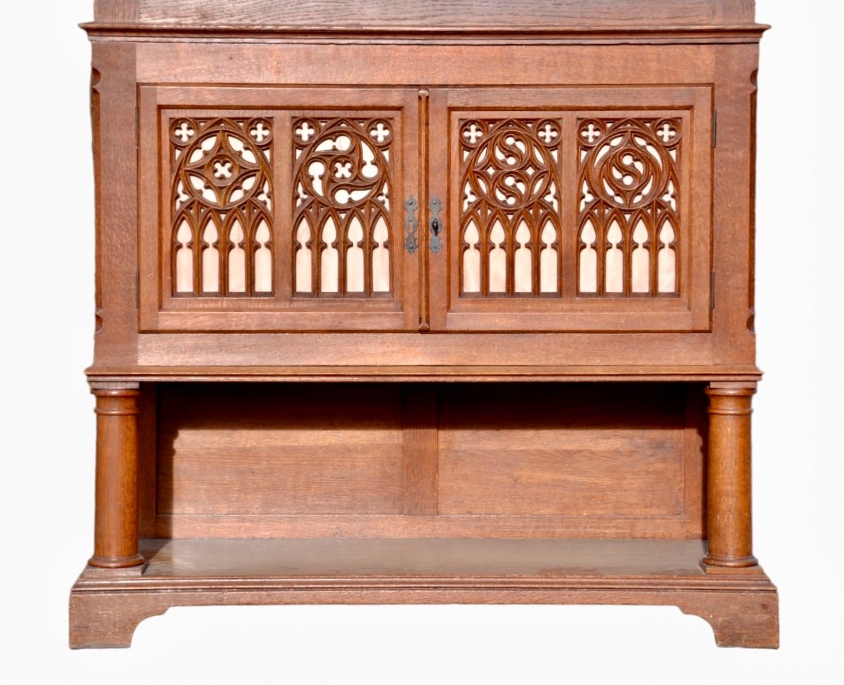 Neo-gothic Oak Cabinet -photo-3