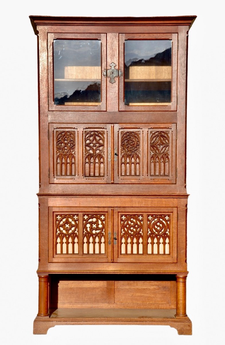 Neo-gothic Oak Cabinet 