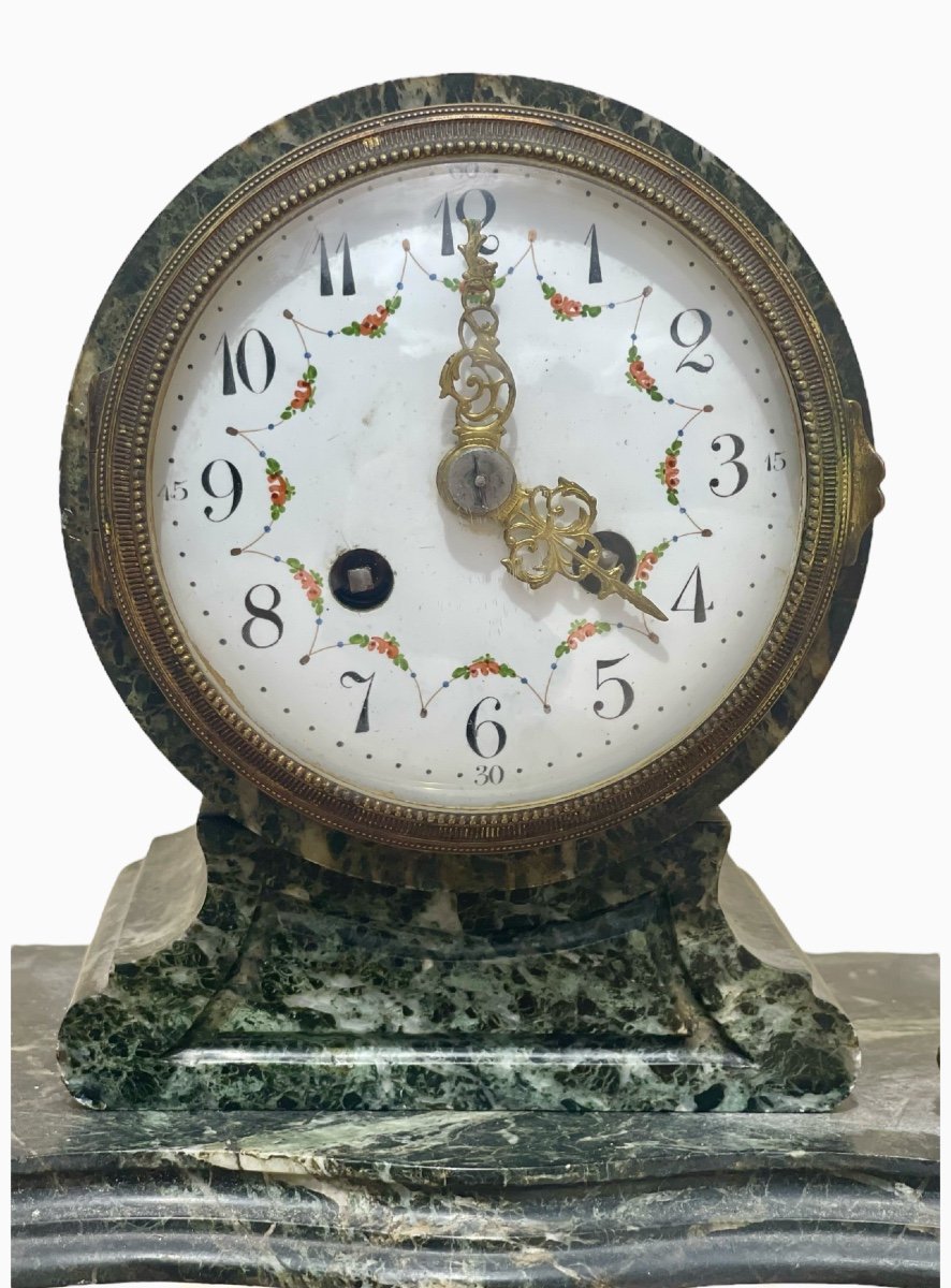 Louis XVI Style Marble Clock Set-photo-3