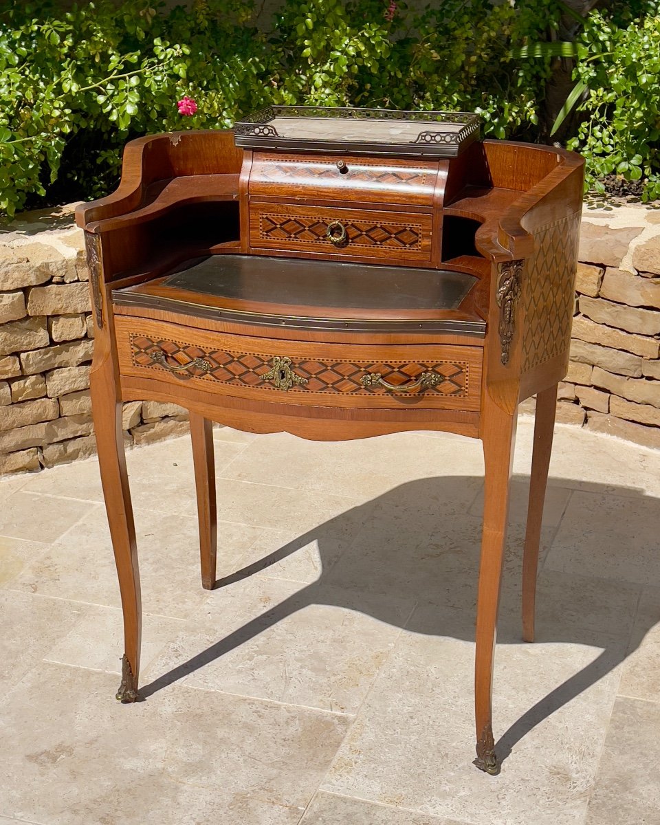 Louis XV/louis XVI Transition Marquetry Desk-photo-2